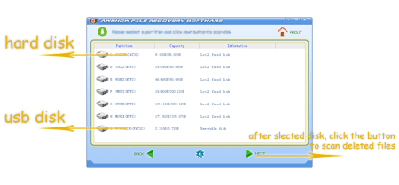 File Recovery Software, Select A Disk To Scan